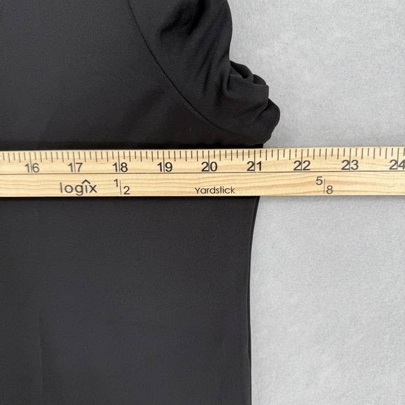 Inherit Dress Womens XL Black Short Sleeve Jersey Midi Shift Snap Button Back - Picture 4 of 8